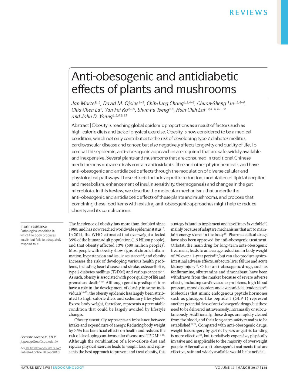 楊定一博士 研究團隊榮獲 Nature Reviews Endocrinology 當期封面主題報導